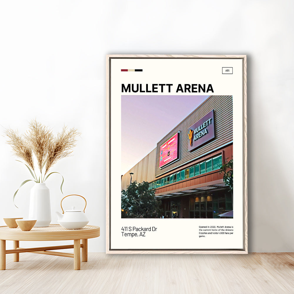 Mullett Arena Print, Arizona Coyotes Stadium Canvas Art, Man Cave Gift, Floating Framed Canvas Print Wall Art