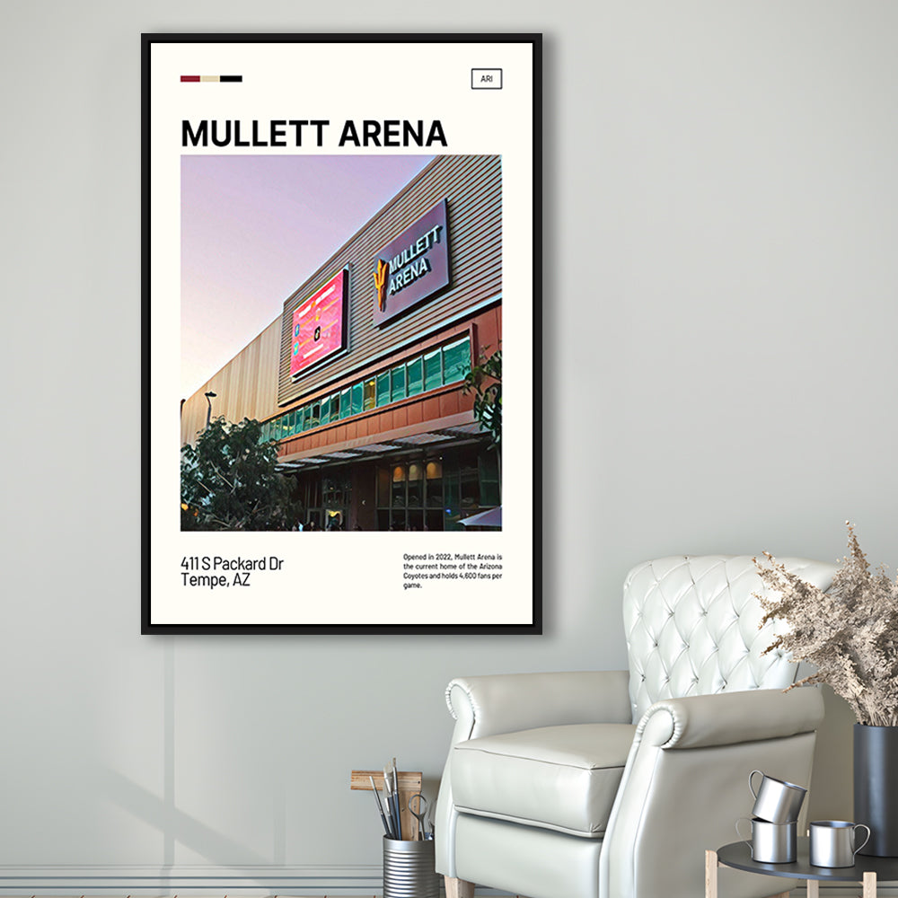 Mullett Arena Print, Arizona Coyotes Stadium Canvas Art, Man Cave Gift, Floating Framed Canvas Print Wall Art
