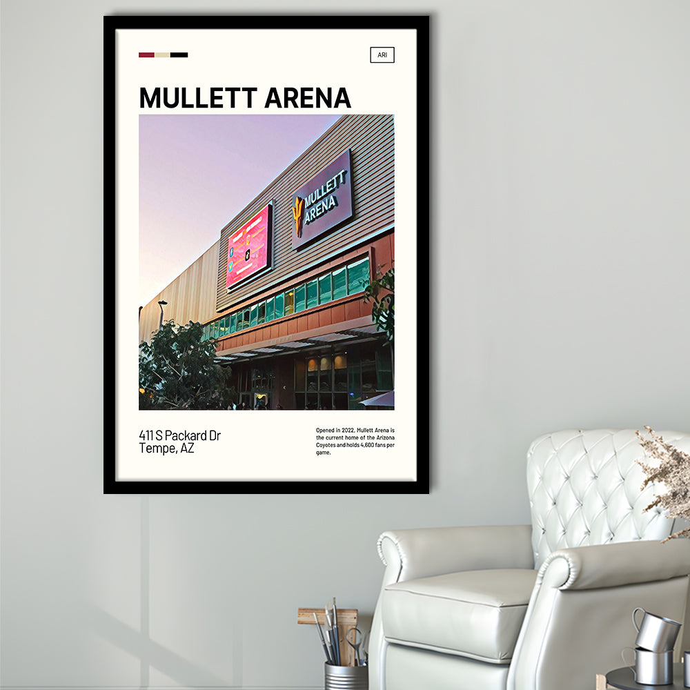 Mullett Arena Print, Arizona Coyotes Stadium Art, Gifts for him, Sport Art, Framed Art Print Wall Decor