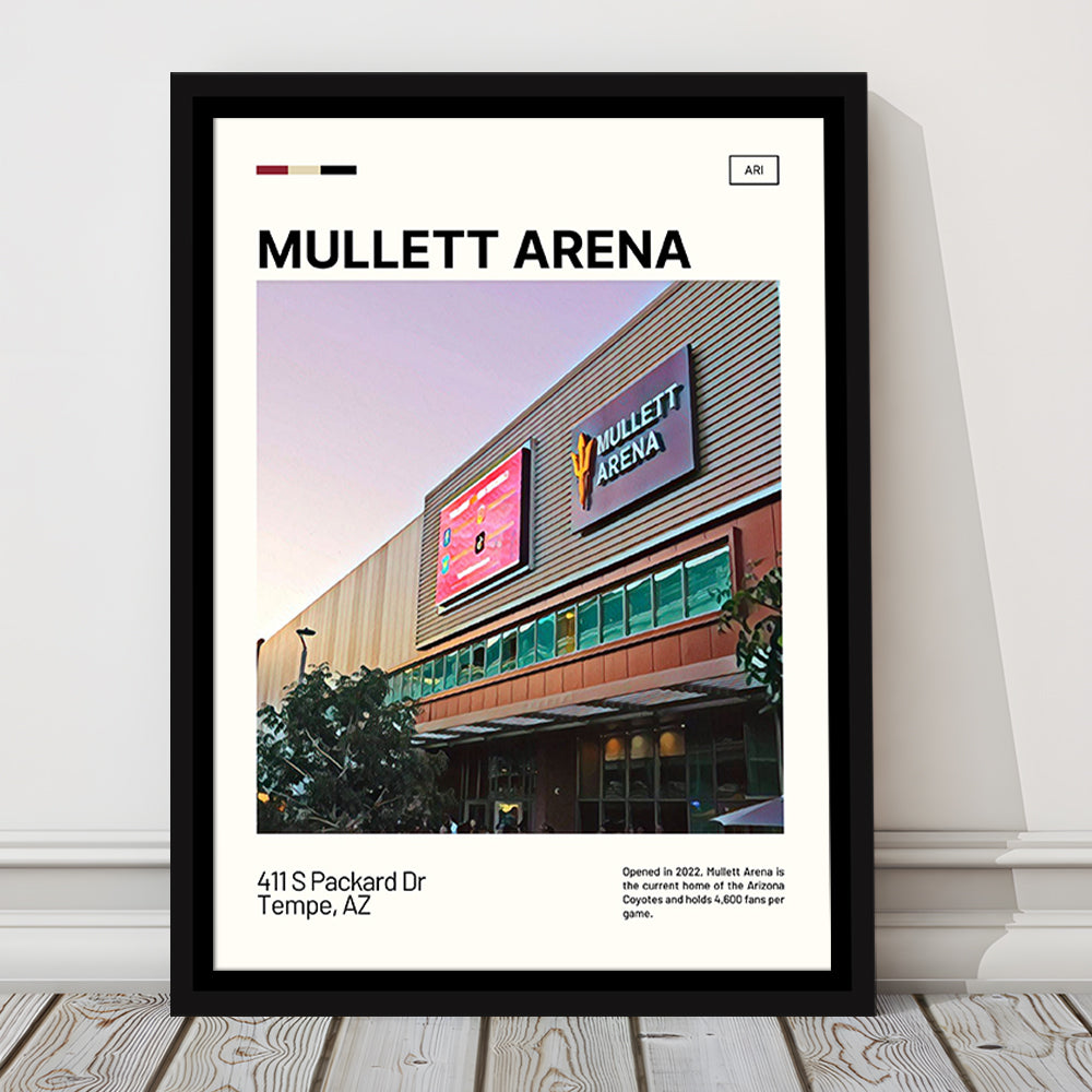 Mullett Arena Print, Arizona Coyotes Stadium Canvas Art, Man Cave Gift, Floating Framed Canvas Print Wall Art