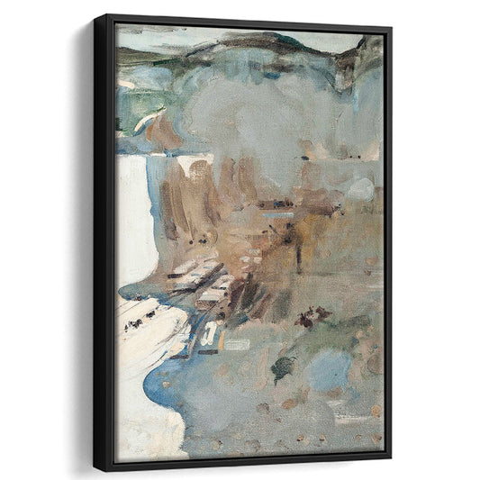 Muted Abstract Oil Painting Vintage Framed Canvas Print Wall Art, Bedroom Decor Modern, Large Framed Canvas Print