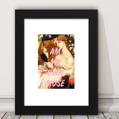 My Own Muse, Vinatge Wall Art, Gift for her, Framed Picture Print, Framed Art Prints White Border Wall Decor