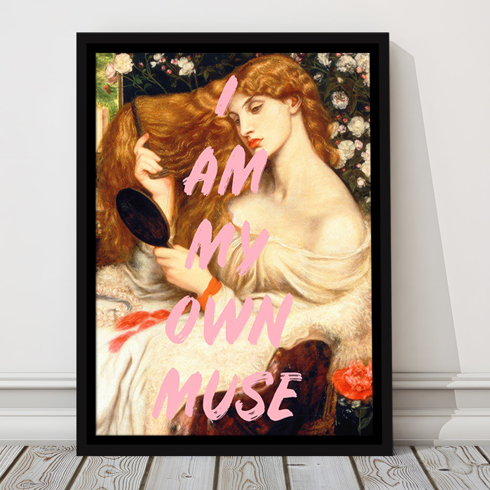 My Own Muse, Vinatge Wall Art, Gift for her, Floating Framed Canvas Art Print,, Framed Canvas Prints Wall Art