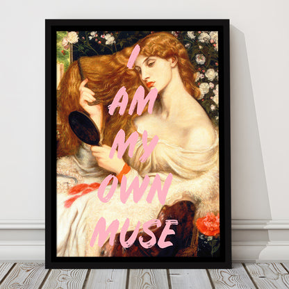 My Own Muse, Vinatge Wall Art, Gift for her, Floating Framed Canvas Art Print,, Framed Canvas Prints Wall Art