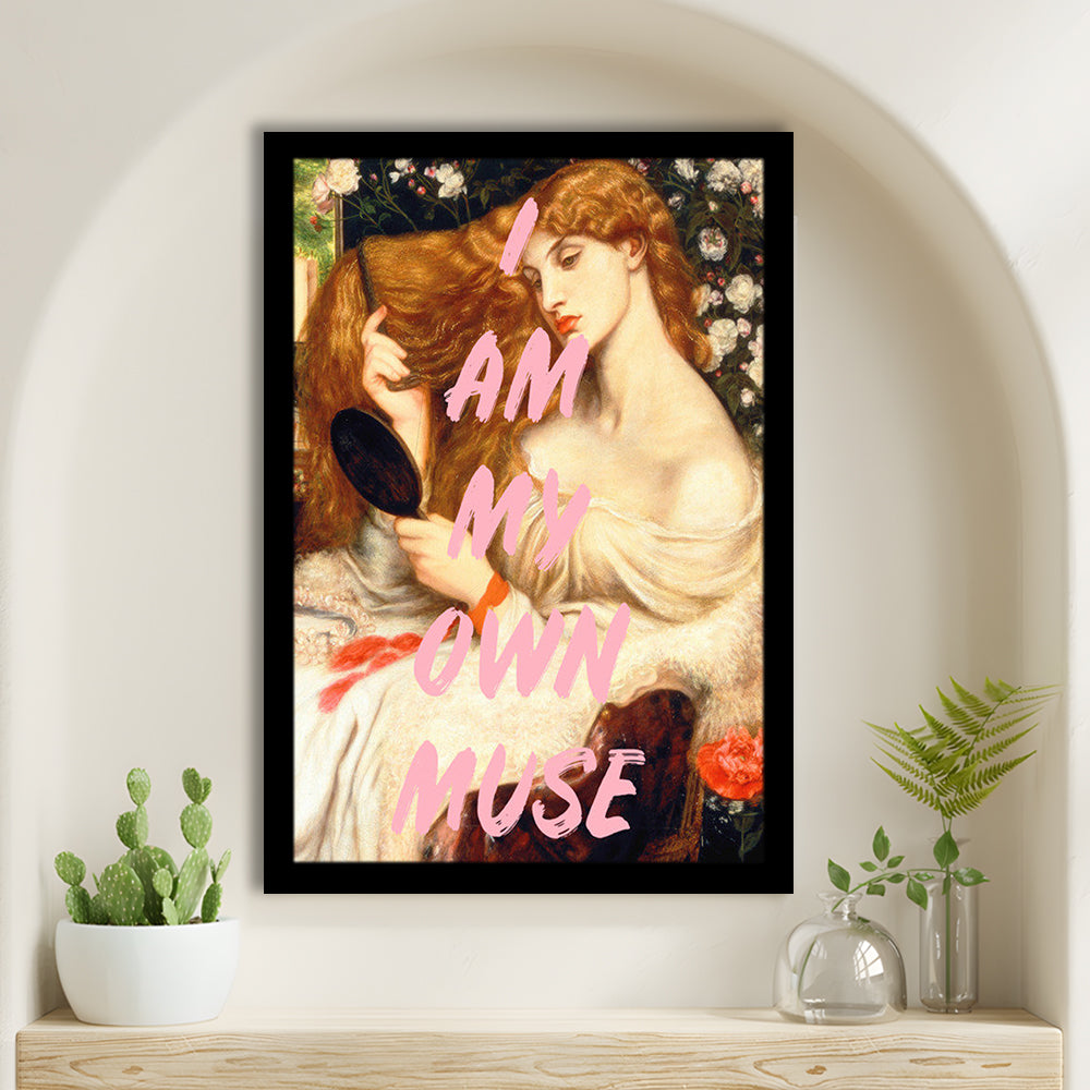 My Own Muse, Vinatge Wall Art, Gift for her, Framed Picture Print,, Framed Art Prints Wall Decor