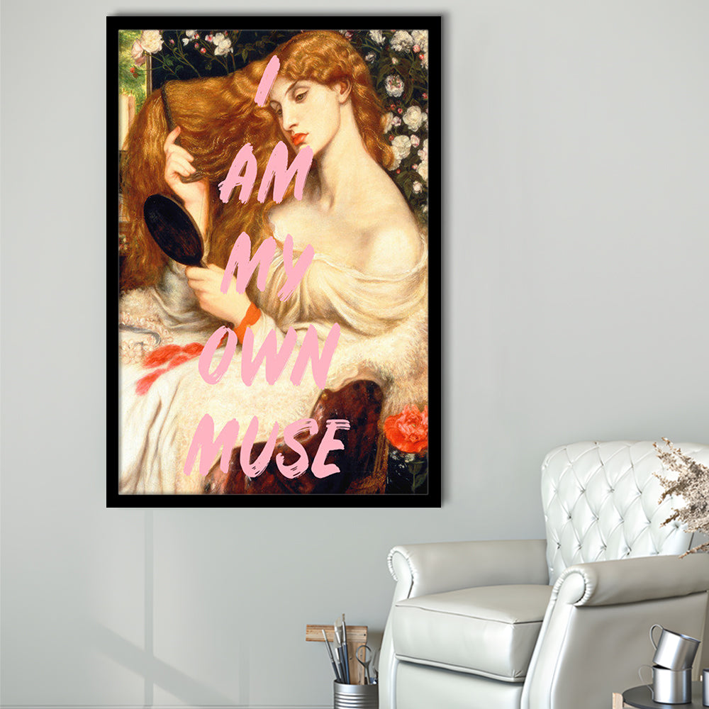 My Own Muse, Vinatge Wall Art, Gift for her, Framed Picture Print,, Framed Art Prints Wall Decor