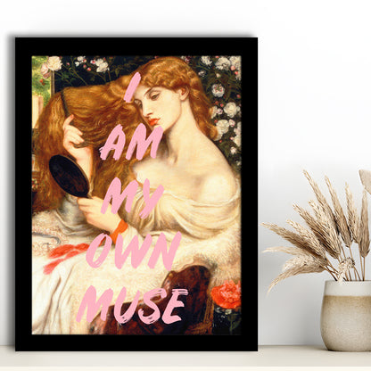 My Own Muse, Vinatge Wall Art, Gift for her, Framed Picture Print,, Framed Art Prints Wall Decor