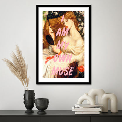 My Own Muse, Vinatge Wall Art, Gift for her, Framed Picture Print, Framed Art Prints White Border Wall Decor
