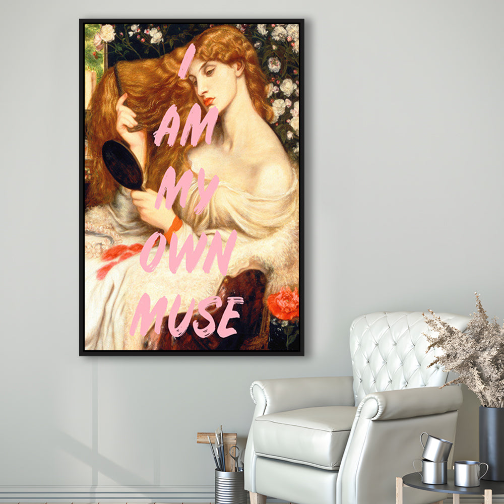 My Own Muse, Vinatge Wall Art, Gift for her, Floating Framed Canvas Art Print,, Framed Canvas Prints Wall Art