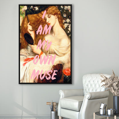 My Own Muse, Vinatge Wall Art, Gift for her, Floating Framed Canvas Art Print,, Framed Canvas Prints Wall Art
