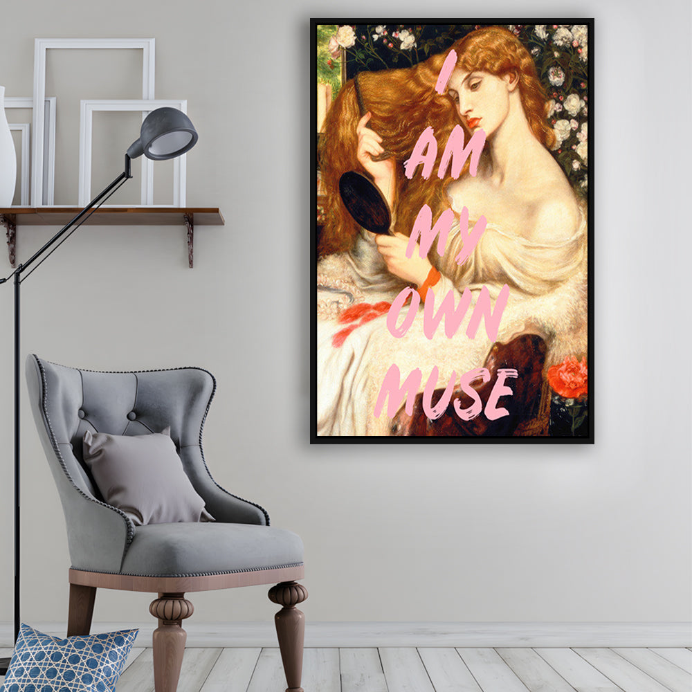 My Own Muse, Vinatge Wall Art, Gift for her, Floating Framed Canvas Art Print,, Framed Canvas Prints Wall Art