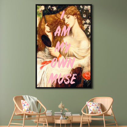 My Own Muse, Vinatge Wall Art, Gift for her, Floating Framed Canvas Art Print,, Framed Canvas Prints Wall Art