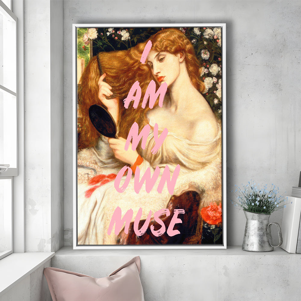 My Own Muse, Vinatge Wall Art, Gift for her, Floating Framed Canvas Art Print,, Framed Canvas Prints Wall Art