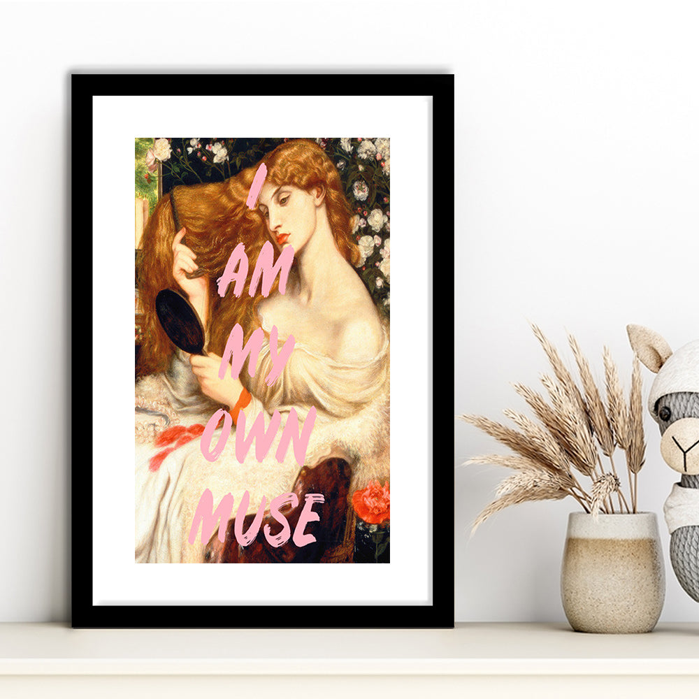 My Own Muse, Vinatge Wall Art, Gift for her, Framed Picture Print, Framed Art Prints White Border Wall Decor