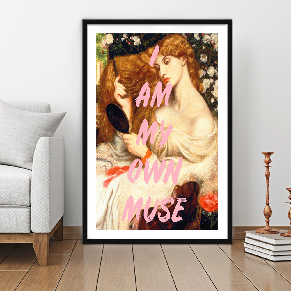 My Own Muse, Vinatge Wall Art, Gift for her, Framed Picture Print, Framed Art Prints White Border Wall Decor