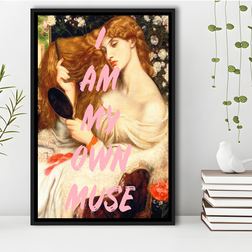 My Own Muse, Vinatge Wall Art, Gift for her, Floating Framed Canvas Art Print,, Framed Canvas Prints Wall Art