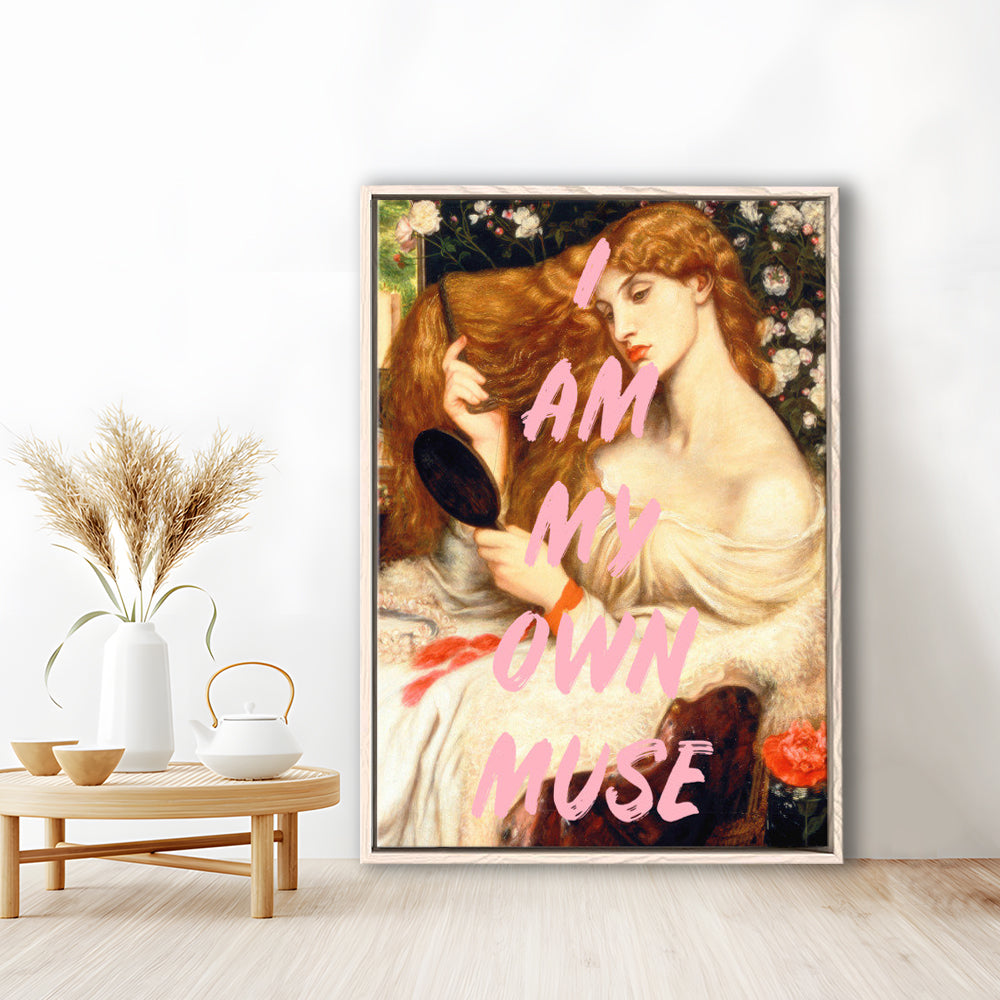 My Own Muse, Vinatge Wall Art, Gift for her, Floating Framed Canvas Art Print,, Framed Canvas Prints Wall Art