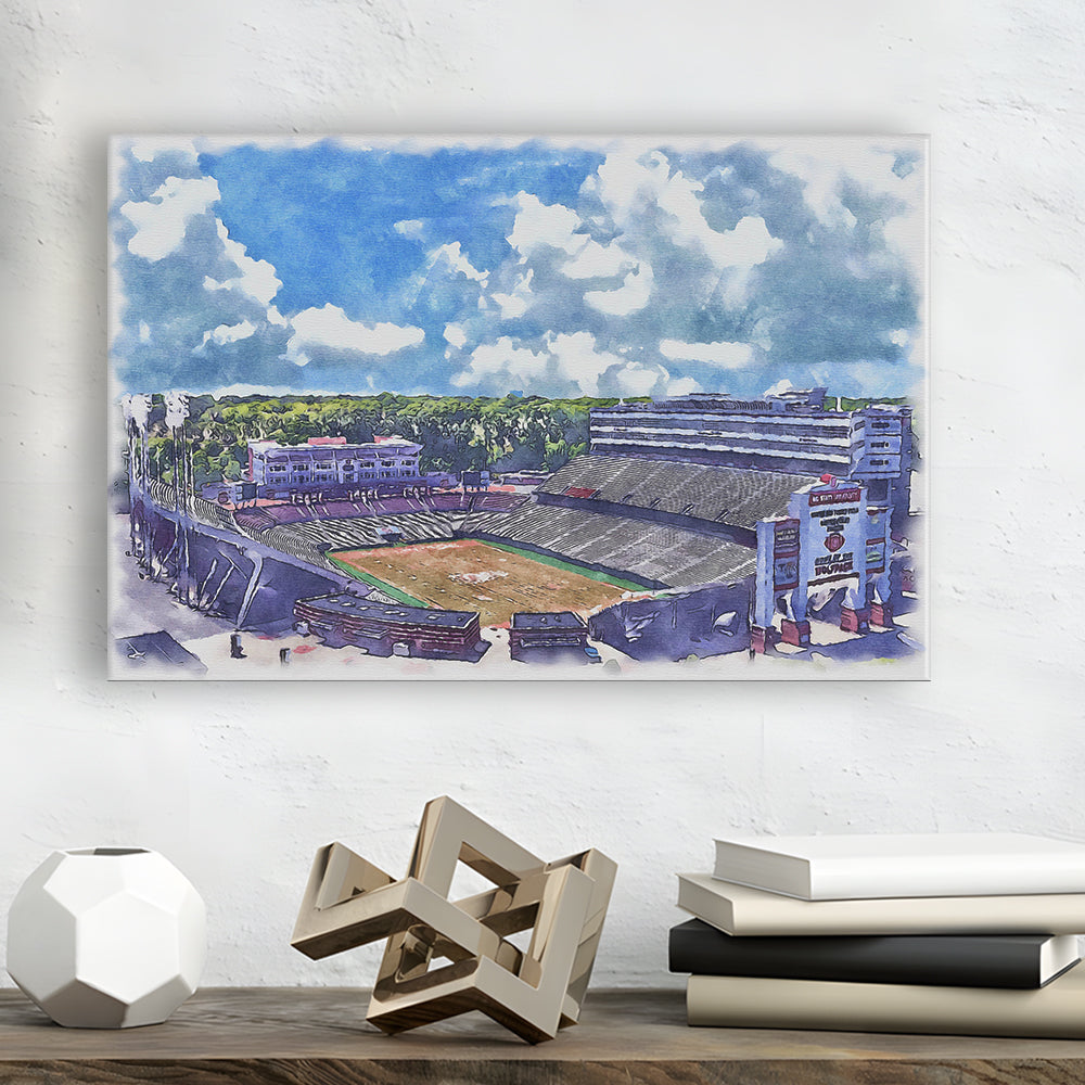 NC State Wolfpack, Carter Finley Painting Stadium Watercolor, Sport Art, Gifts for him, Canvas Print Wall Art