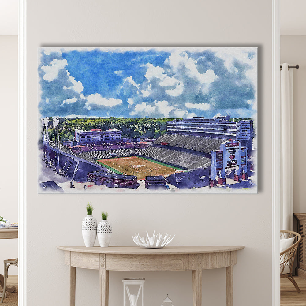 NC State Wolfpack, Carter Finley Painting Stadium Watercolor, Sport Art, Gifts for him, Canvas Print Wall Art