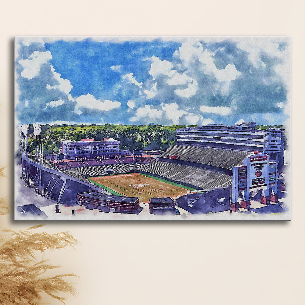 NC State Wolfpack, Carter Finley Painting Stadium Watercolor, Sport Art, Gifts for him, Canvas Print Wall Art