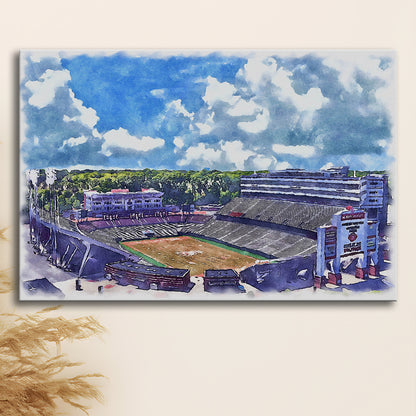 NC State Wolfpack, Carter Finley Painting Stadium Watercolor, Sport Art, Gifts for him, Canvas Print Wall Art