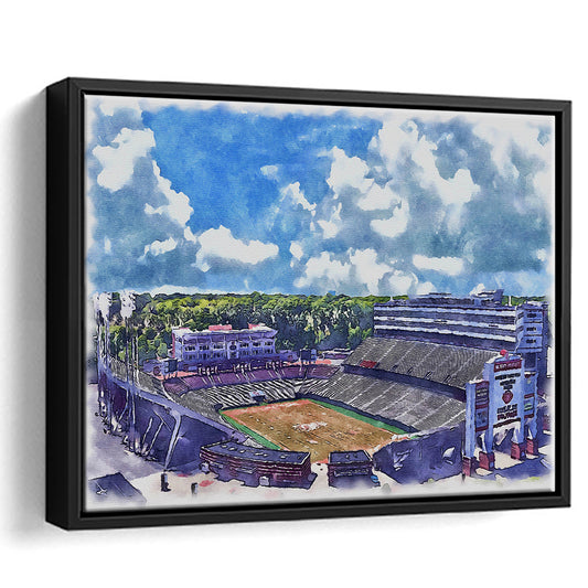 NC State Wolfpack, Carter Finley Painting Stadium Watercolor, Sport Gift Art, Framed Canvas Print Wall Art