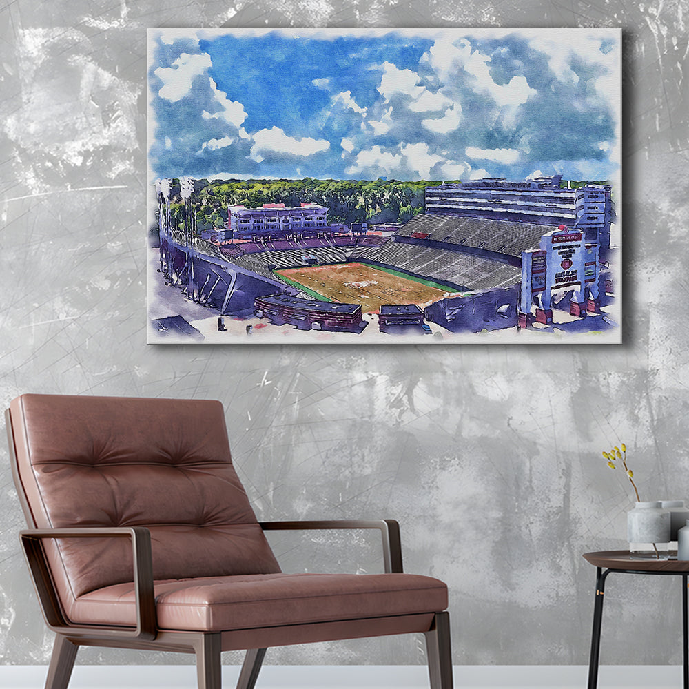 NC State Wolfpack, Carter Finley Painting Stadium Watercolor, Sport Art, Gifts for him, Canvas Print Wall Art