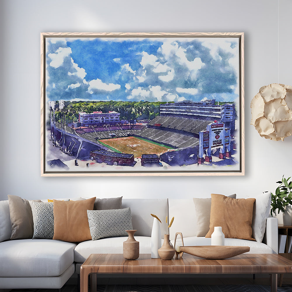 NC State Wolfpack, Carter Finley Painting Stadium Watercolor, Sport Gift Art, Framed Canvas Print Wall Art
