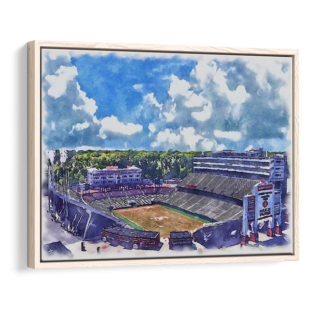 NC State Wolfpack, Carter Finley Painting Stadium Watercolor, Sport Gift Art, Framed Canvas Print Wall Art