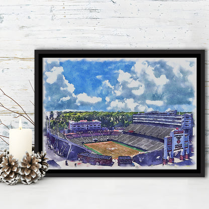 NC State Wolfpack, Carter Finley Painting Stadium Watercolor, Sport Gift Art, Framed Canvas Print Wall Art