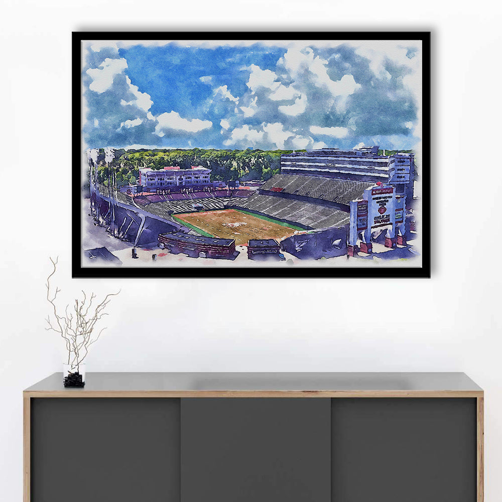 NC State Wolfpack, Carter Finley Painting Stadium Watercolor, Sport Gift Art, Framed Art Print Wall Decor