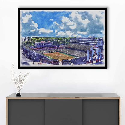 NC State Wolfpack, Carter Finley Painting Stadium Watercolor, Sport Gift Art, Framed Art Print Wall Decor