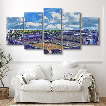 NC State Wolfpack, Carter Finley Painting Stadium Watercolor, Sport Art, Mixed 5 Panel, Canvas Print Wall Art