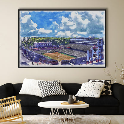 NC State Wolfpack, Carter Finley Painting Stadium Watercolor, Sport Gift Art, Framed Canvas Print Wall Art