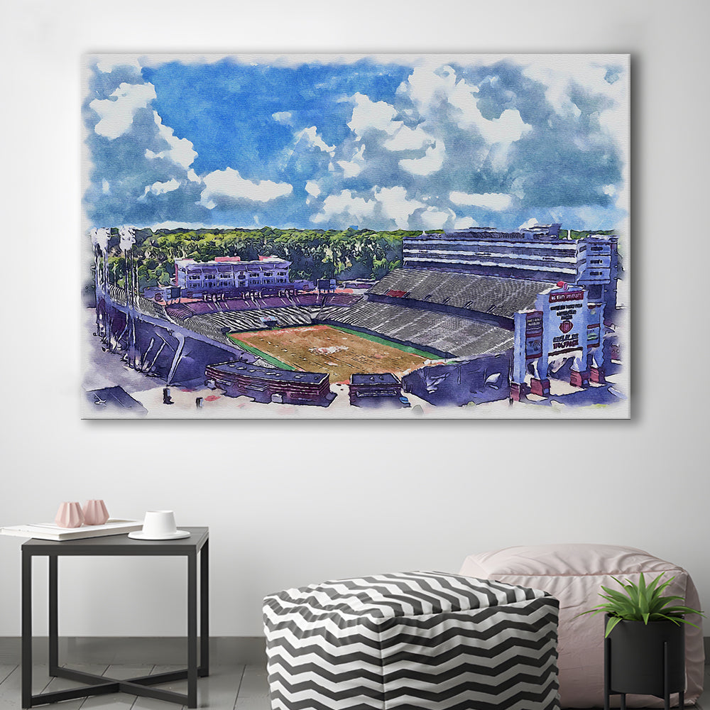 NC State Wolfpack, Carter Finley Painting Stadium Watercolor, Sport Art, Gifts for him, Canvas Print Wall Art