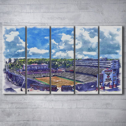 NC State Wolfpack, Carter Finley Painting Stadium Watercolor, Sport Art, Extra Large Canvas Print Wall Art