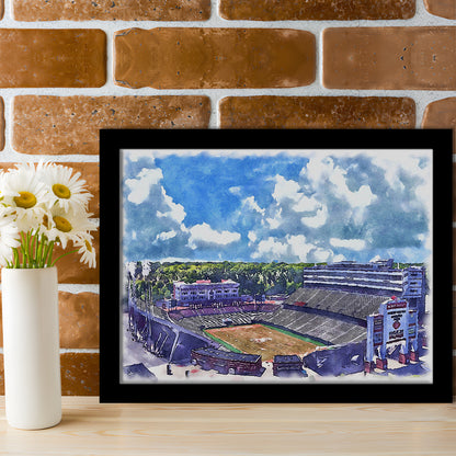 NC State Wolfpack, Carter Finley Painting Stadium Watercolor, Sport Gift Art, Framed Art Print Wall Decor