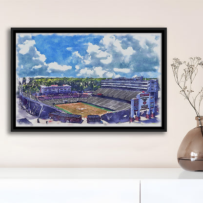 NC State Wolfpack, Carter Finley Painting Stadium Watercolor, Sport Gift Art, Framed Canvas Print Wall Art