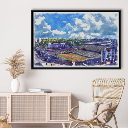 NC State Wolfpack, Carter Finley Painting Stadium Watercolor, Sport Gift Art, Framed Canvas Print Wall Art