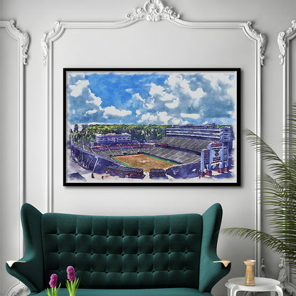 NC State Wolfpack, Carter Finley Painting Stadium Watercolor, Sport Gift Art, Framed Art Print Wall Decor
