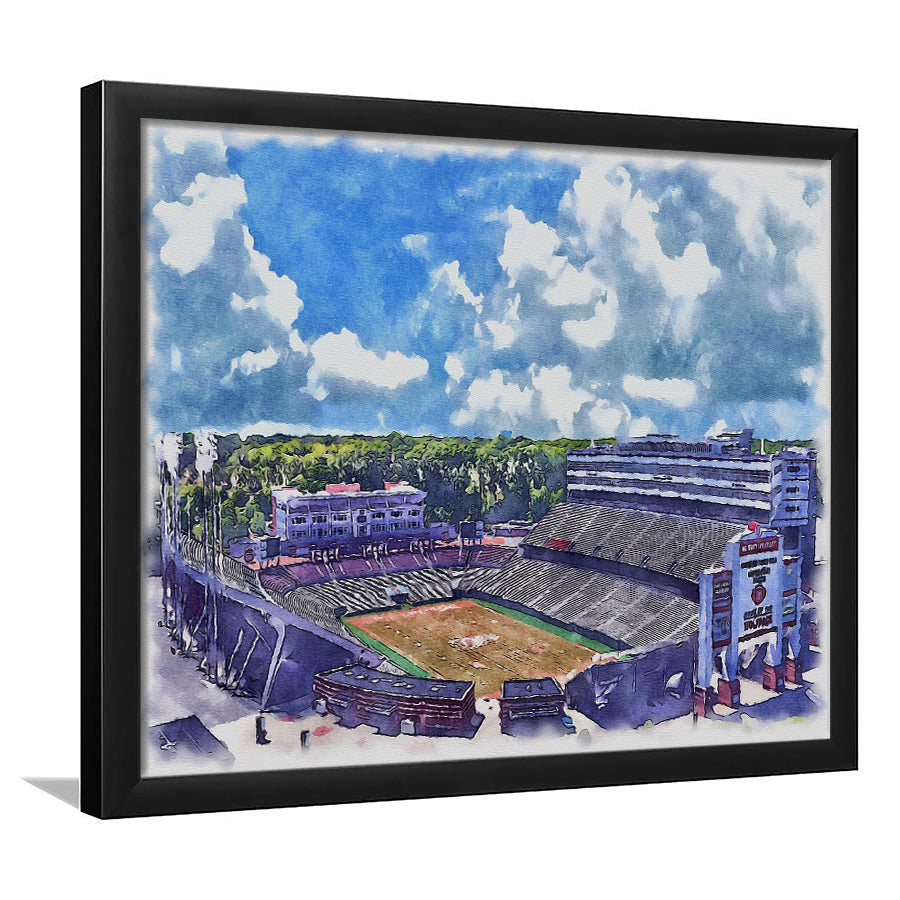 NC State Wolfpack, Carter Finley Painting Stadium Watercolor, Sport Gift Art, Framed Art Print Wall Decor