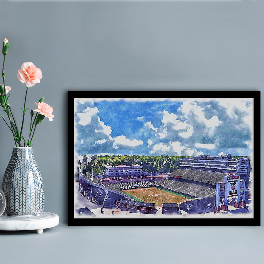NC State Wolfpack, Carter Finley Painting Stadium Watercolor, Sport Gift Art, Framed Art Print Wall Decor