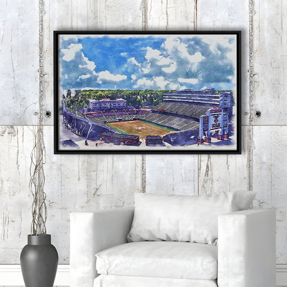 NC State Wolfpack, Carter Finley Painting Stadium Watercolor, Sport Gift Art, Framed Canvas Print Wall Art