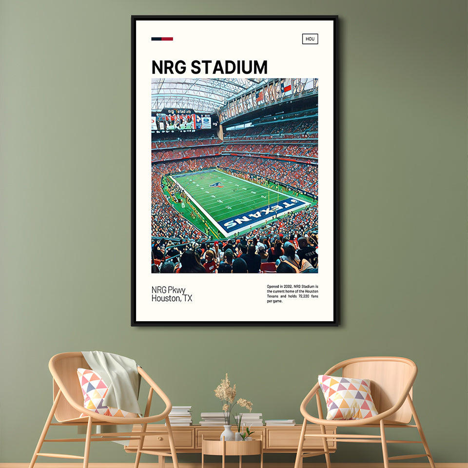 NRG Stadium Print, Houston Texans Stadium Canvas Art, Man Cave Gift, Floating Framed Canvas Print Wall Art