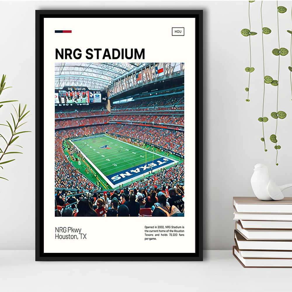 NRG Stadium Print, Houston Texans Stadium Canvas Art, Man Cave Gift, Floating Framed Canvas Print Wall Art