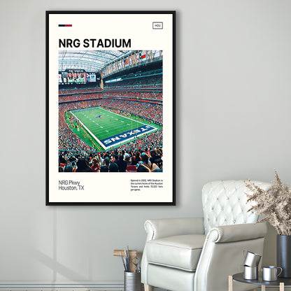 NRG Stadium Print, Houston Texans Stadium Canvas Art, Man Cave Gift, Floating Framed Canvas Print Wall Art