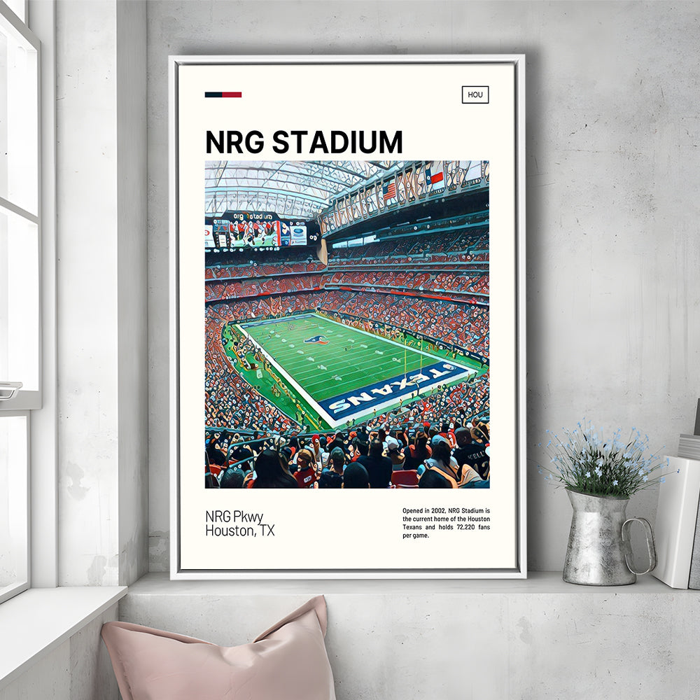 NRG Stadium Print, Houston Texans Stadium Canvas Art, Man Cave Gift, Floating Framed Canvas Print Wall Art