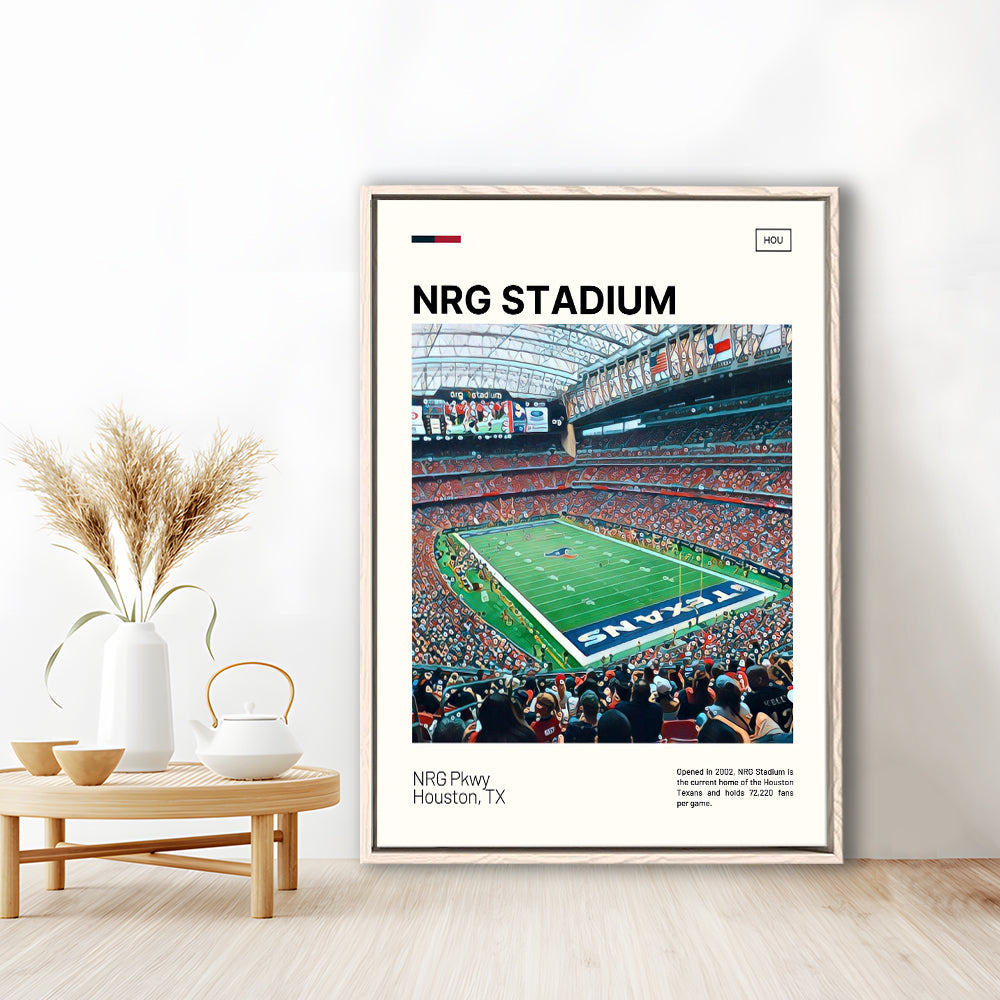 NRG Stadium Print, Houston Texans Stadium Canvas Art, Man Cave Gift, Floating Framed Canvas Print Wall Art