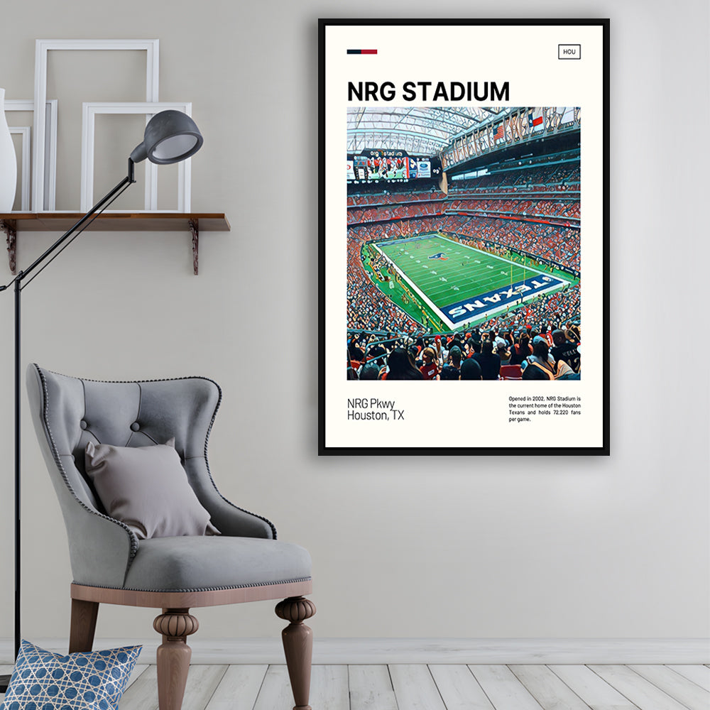NRG Stadium Print, Houston Texans Stadium Canvas Art, Man Cave Gift, Floating Framed Canvas Print Wall Art