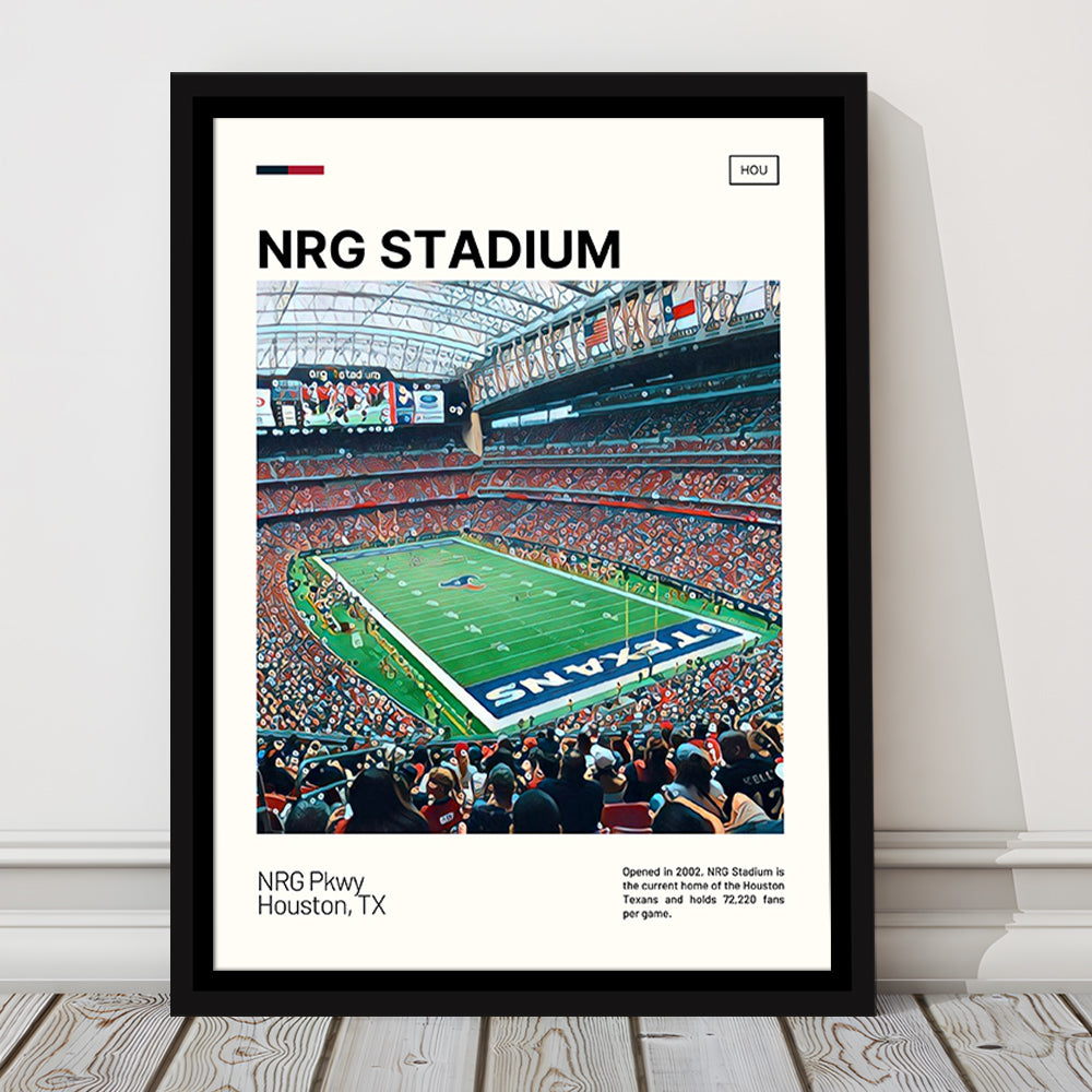 NRG Stadium Print, Houston Texans Stadium Canvas Art, Man Cave Gift, Floating Framed Canvas Print Wall Art
